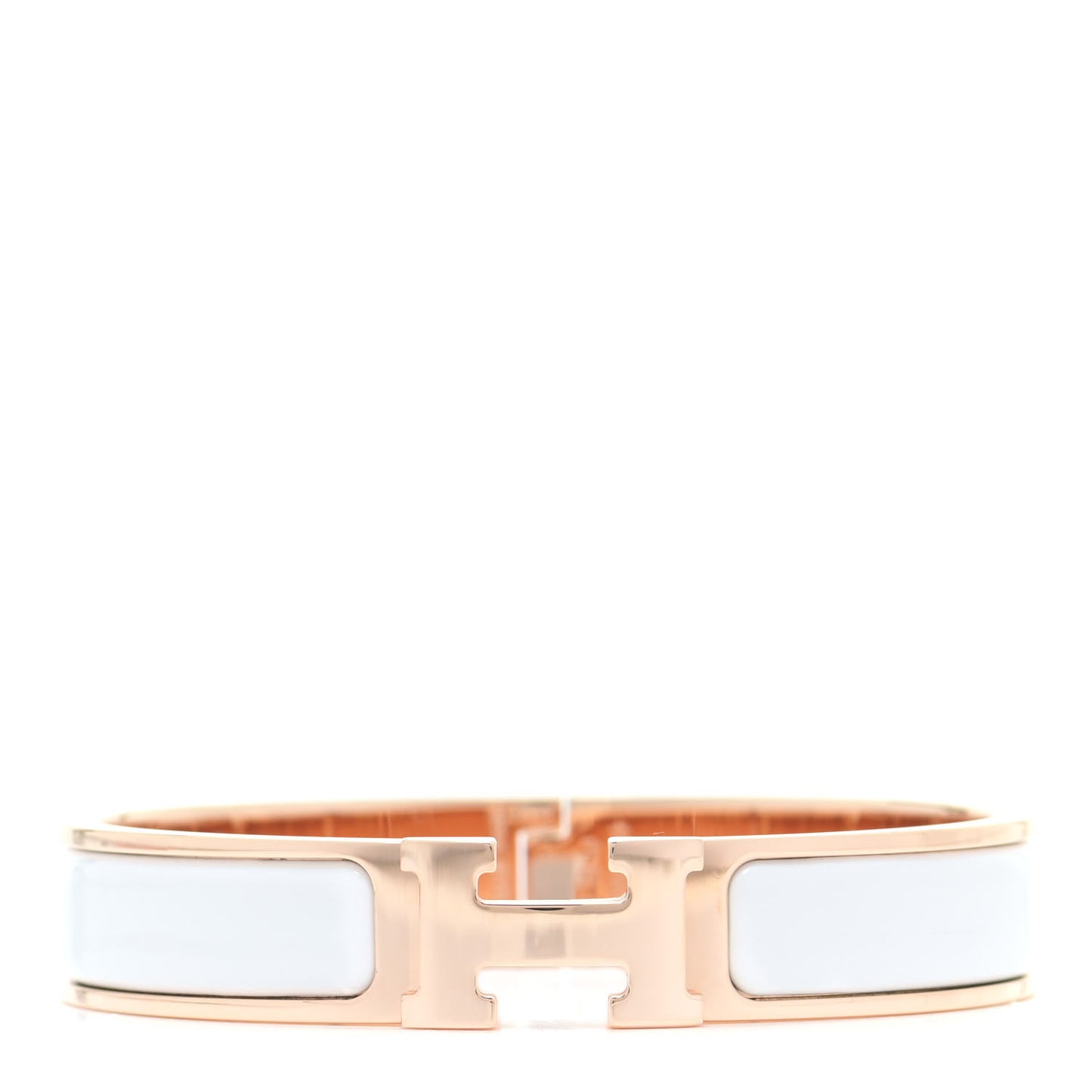 Enamel Narrow Clic Clac H Bracelet GM White
