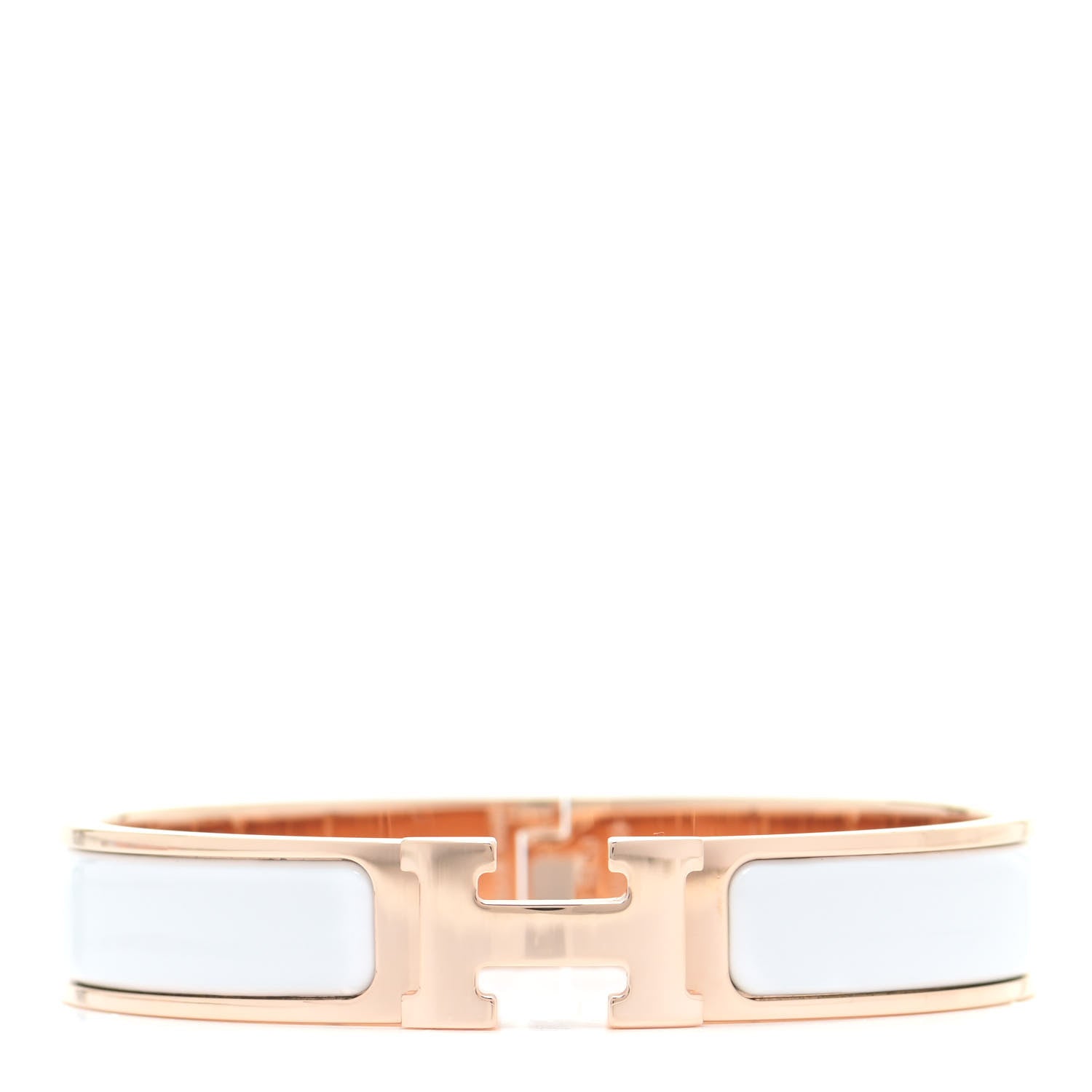 Hermes Enamel Narrow Clic Clac H Bracelet GM White 1 of 5