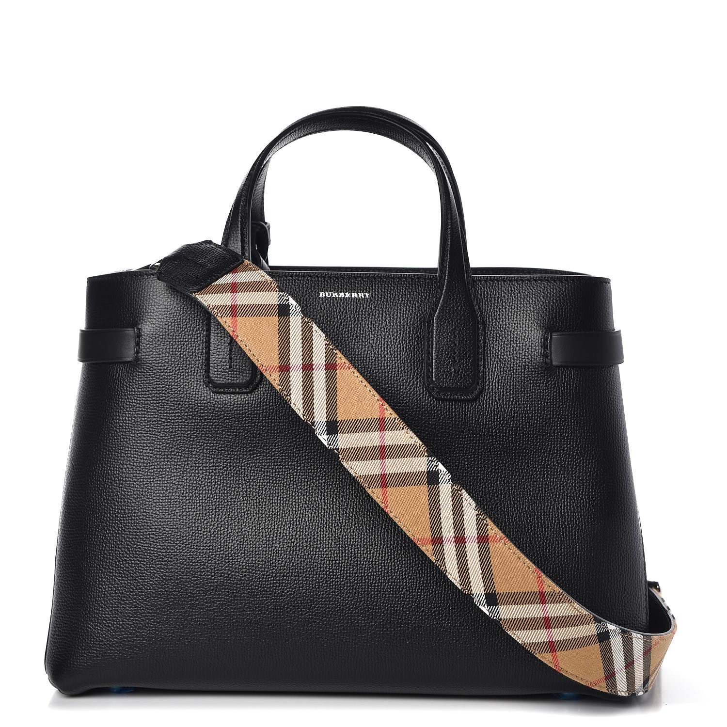 Burberry Derby Calfskin Medium Banner Tote Black 1 of 10