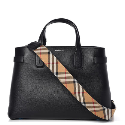 Burberry Derby Calfskin Medium Banner Tote Black 1 of 10