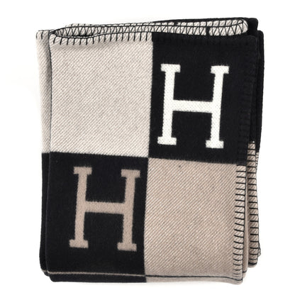 Hermes Wool Cashmere Avalon Blanket Ecru Black 1 of 3