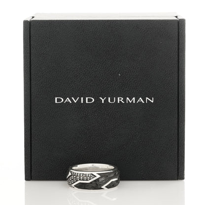 David Yurman Sterling Silver Black Diamond Forged Carbon Beveled Band Ring 63 10.25 6 of 6