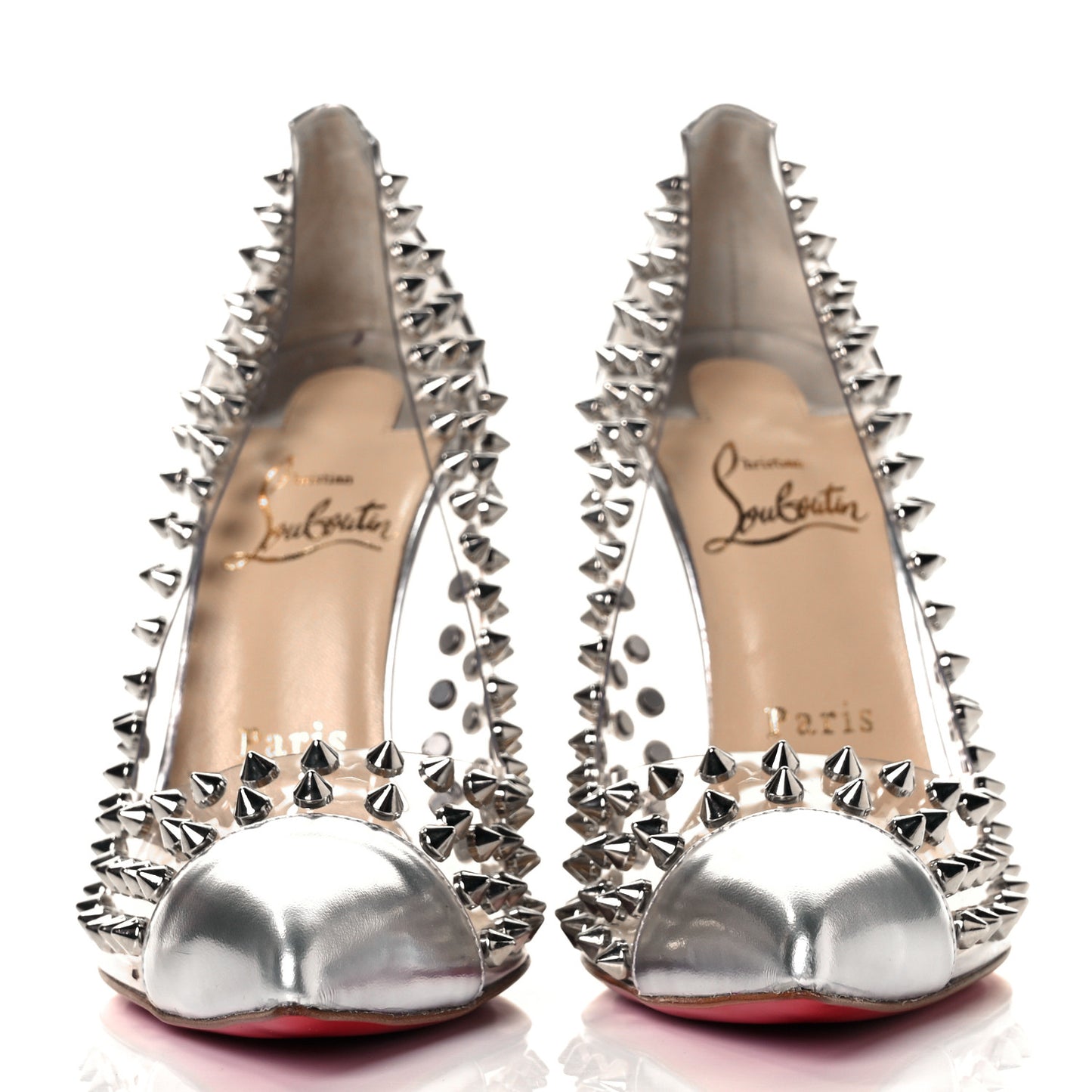PVC Metallic Gloss Spike Me 100 Pumps 38 Silver