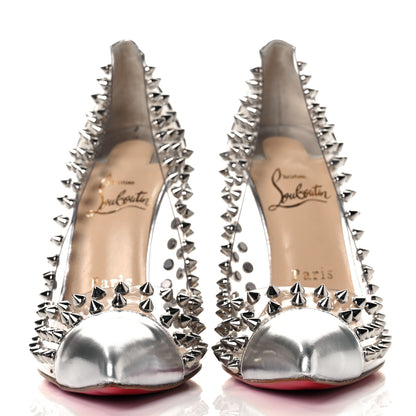 Christian Louboutin PVC Metallic Gloss Spike Me 100 Pumps 38 Silver 2 of 10
