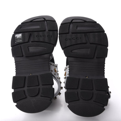 Gucci Technical Canvas Calfskin Reflective Studded Mens Aguru Sandals 9 Silver Black 5 of 8