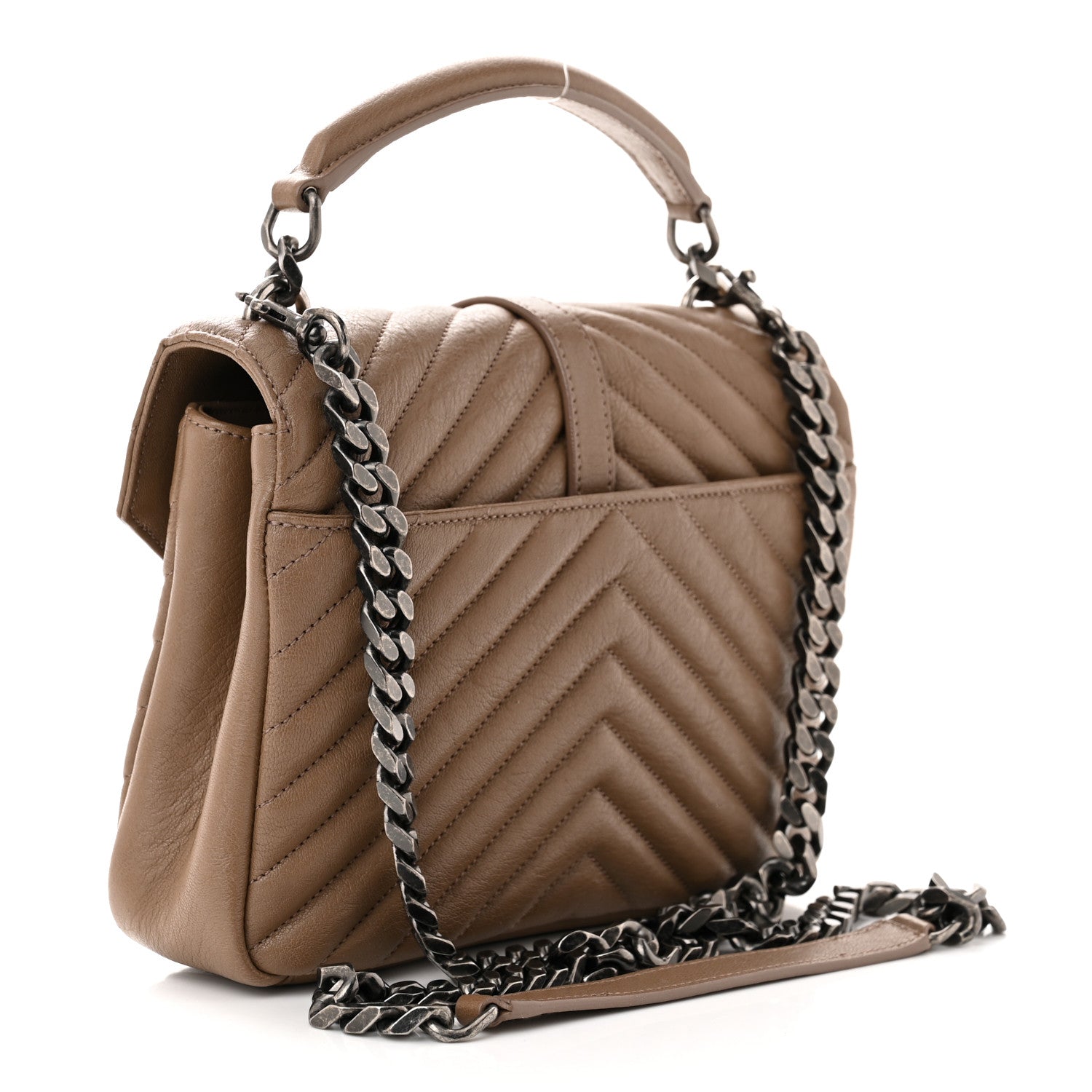 Saint Laurent Sheepskin Matelasse Chevron Monogram Medium College Bag Fard 3 of 13