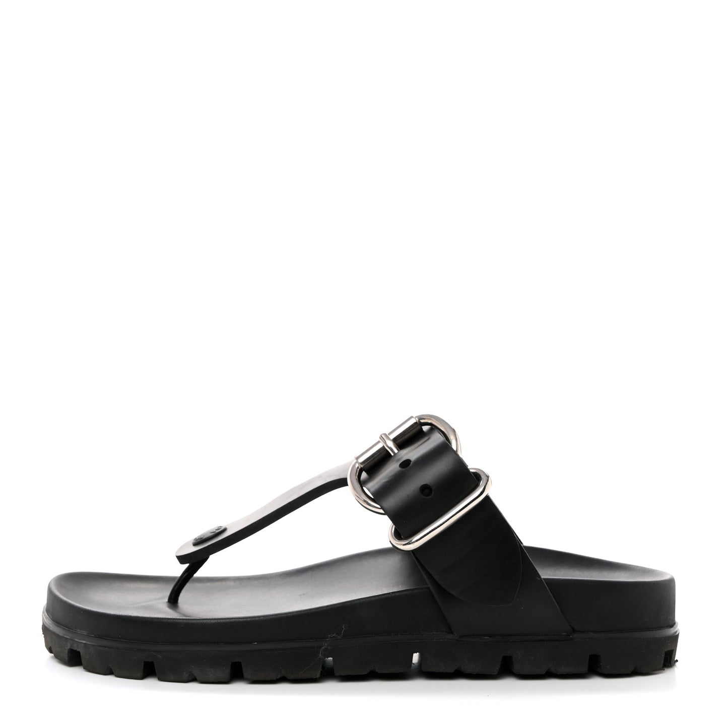 EVA Rubber Buckled Lug Sole 20mm Thong Sandals 37 Black