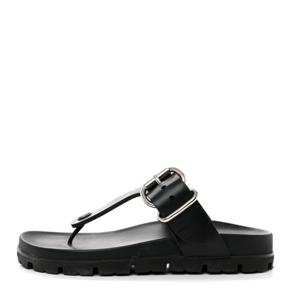 Prada EVA Rubber Buckled Lug Sole 20mm Thong Sandals 37 Black 1 of 9