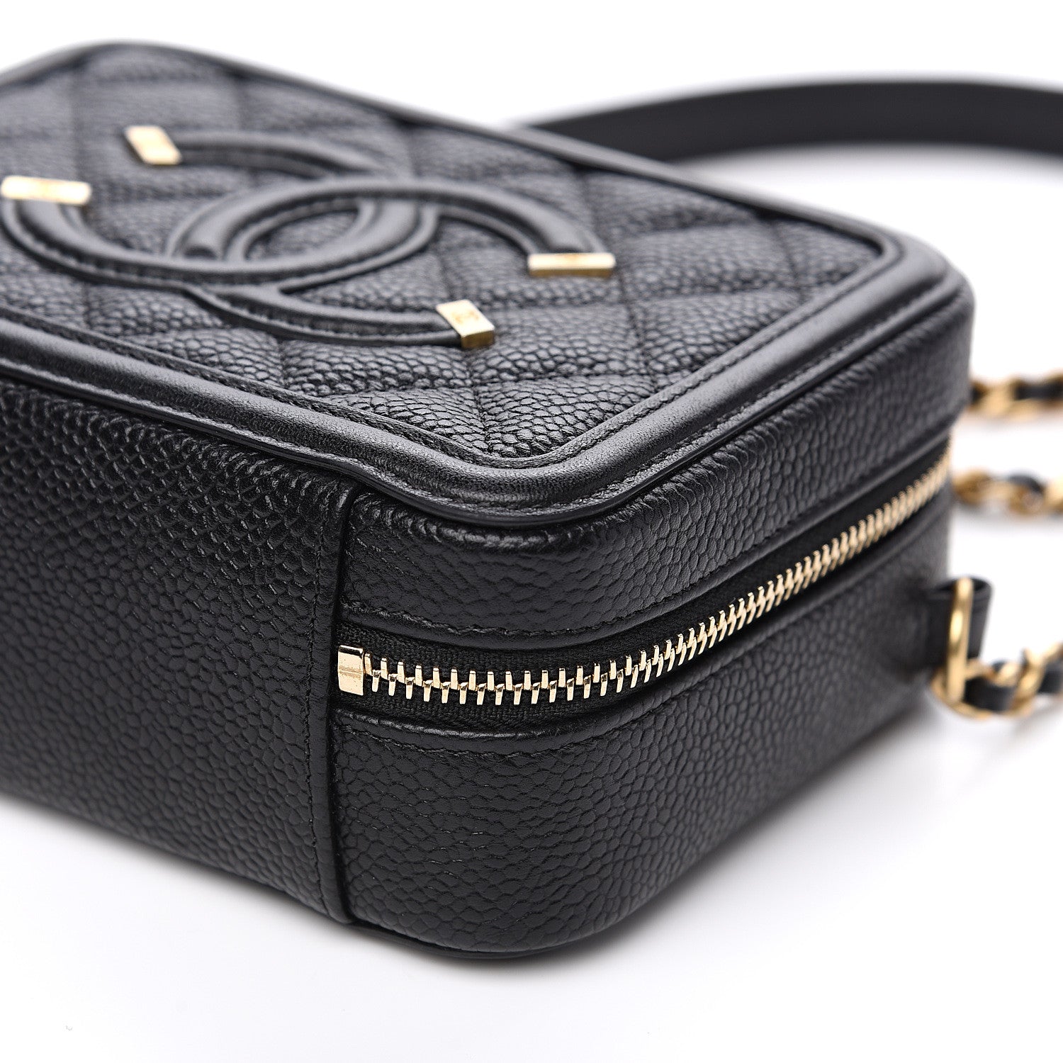 Chanel Caviar Quilted CC Filigree Vanity Clutch With Chain Black 8 of 9