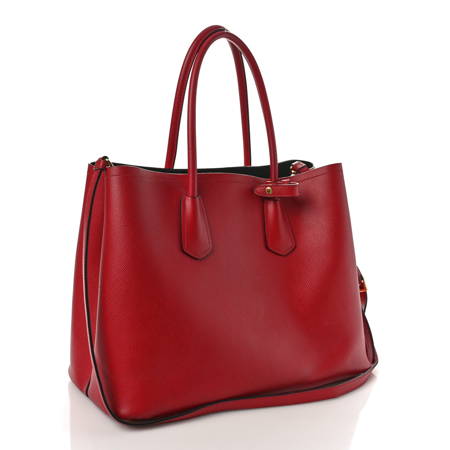 Saffiano Cuir Large Double Bag Fuoco Black