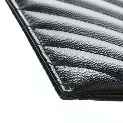 Saint Laurent Grain De Poudre Chevron Monogram Bill Pouch Black 10 of 11