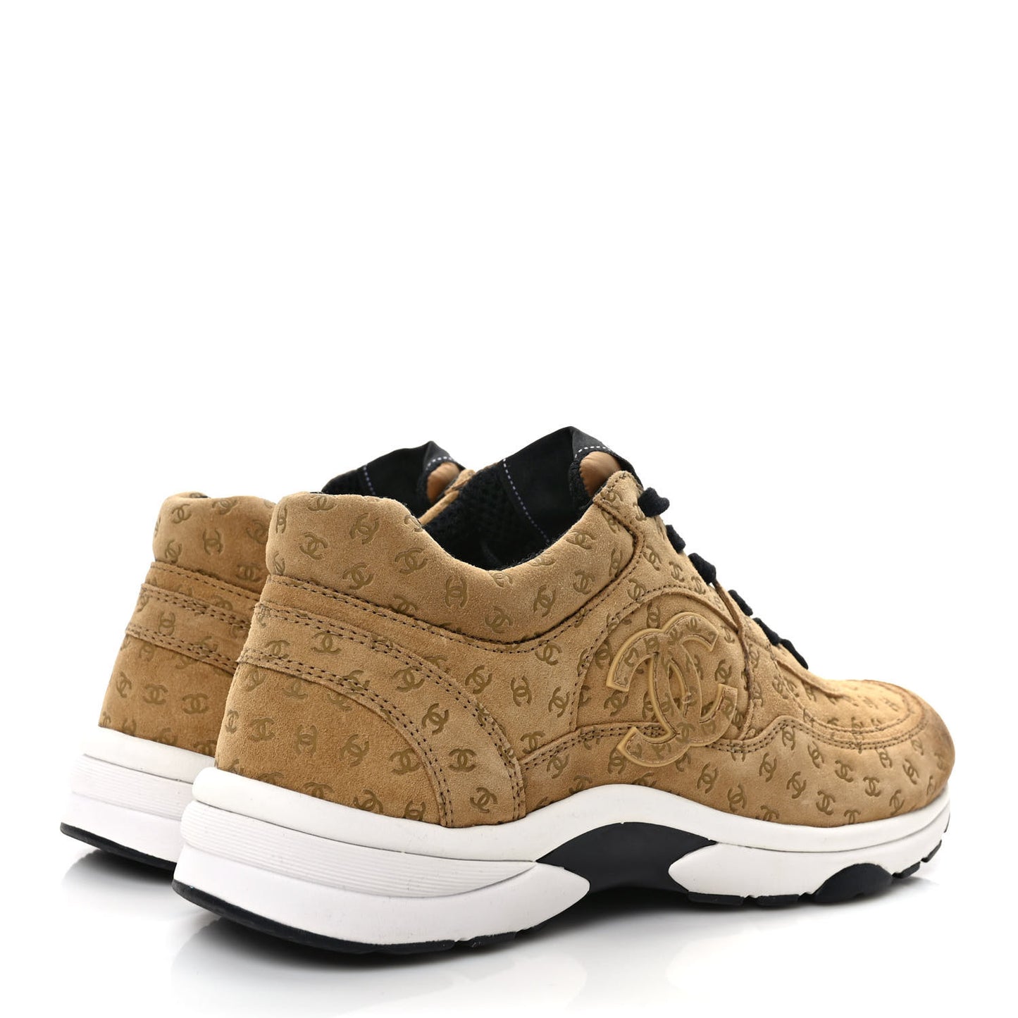 Nylon Suede Calfskin Printed CC Sneakers 39.5 Beige