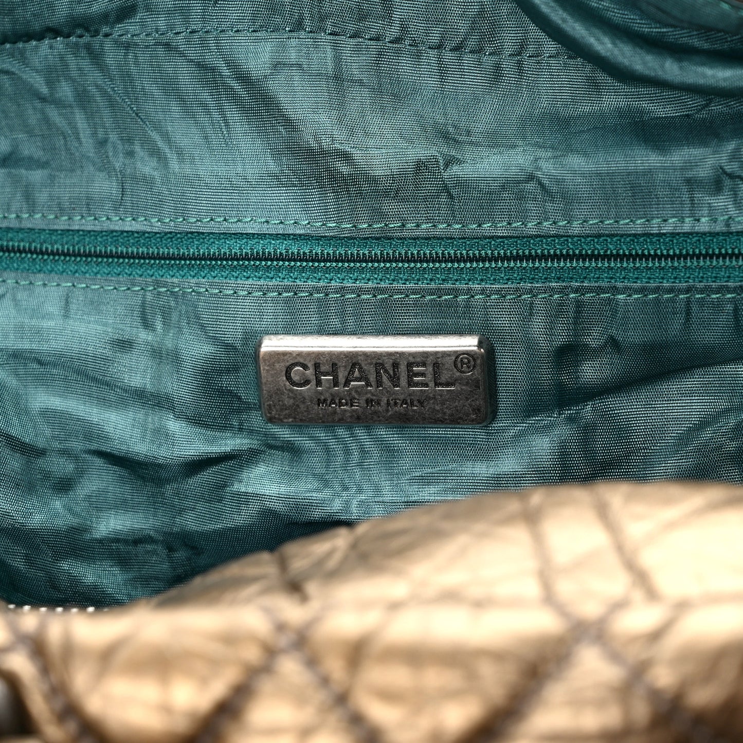 Metallic Calfskin Paris New York Duffel Bag Bronze