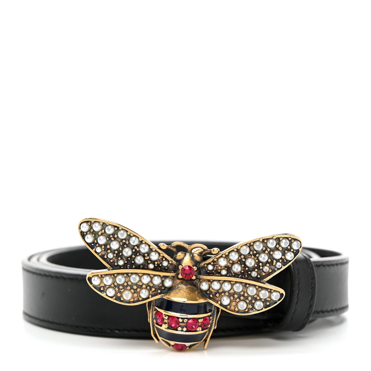 Calfskin Queen Margaret Bee Belt 85 34 Black