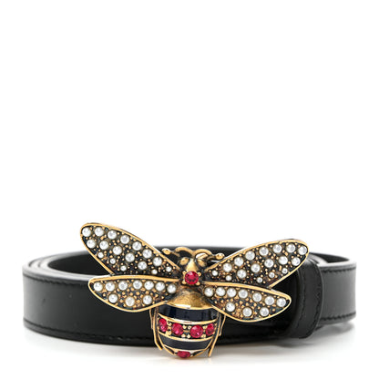 Gucci Calfskin Queen Margaret Bee Belt 85 34 Black 1 of 7