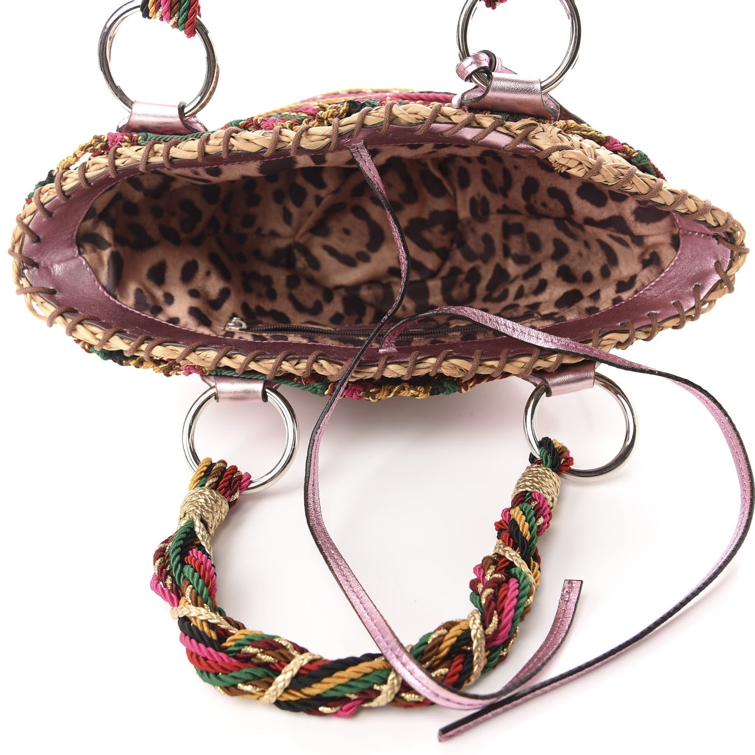 Dolce & Gabbana Woven Raffia Embroidered Kendra Coffa Tote Multicolor 5 of 10