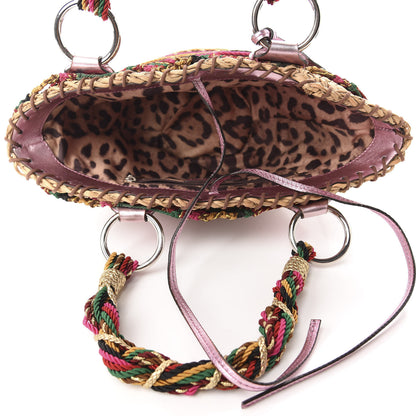Dolce & Gabbana Woven Raffia Embroidered Kendra Coffa Tote Multicolor 5 of 10