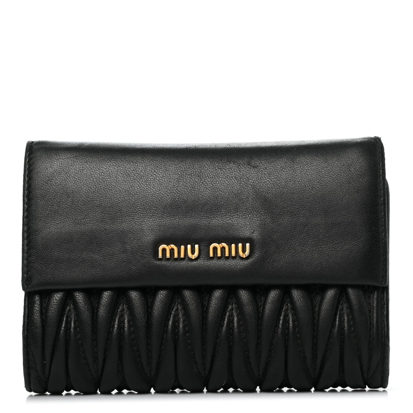 Nappa Matelasse Tri-Fold Flap Wallet Black