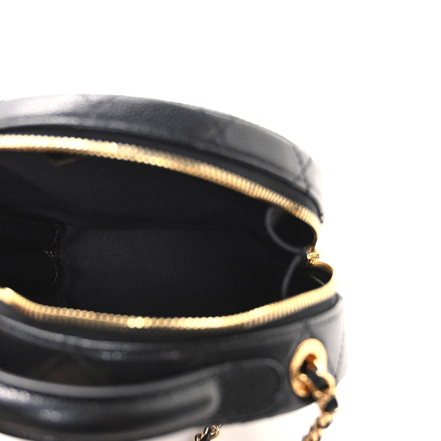 Chanel Caviar Quilted Small Round Vanity With Chain Black 5 of 10