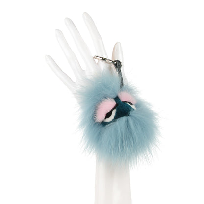 Fendi Fox Mink Rabbit Fur Vitello Flamingo Mini Monster Bag Bug Charm Lagoon Black Multicolor 2 of 6