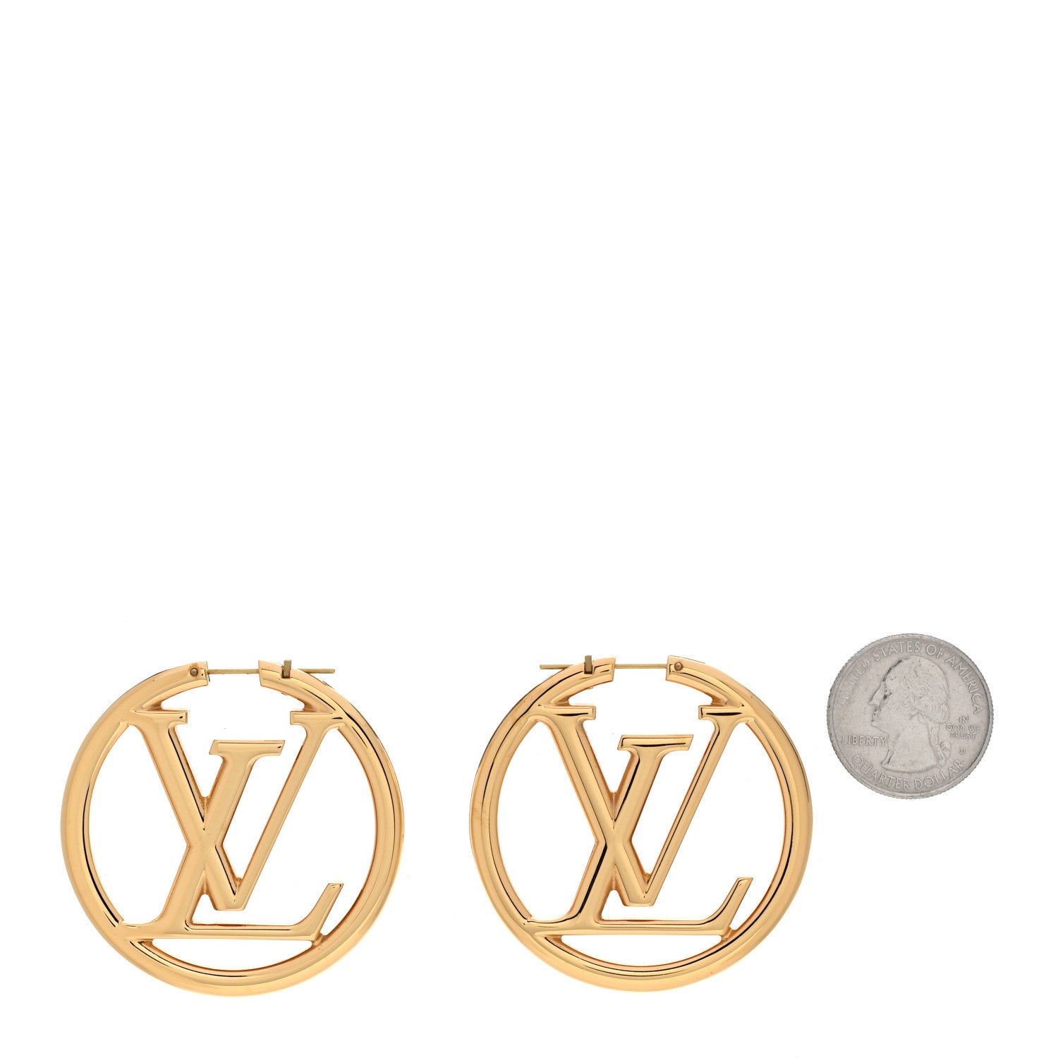 Louis Vuitton Metal Louise Hoop Earrings Gold 2 of 8