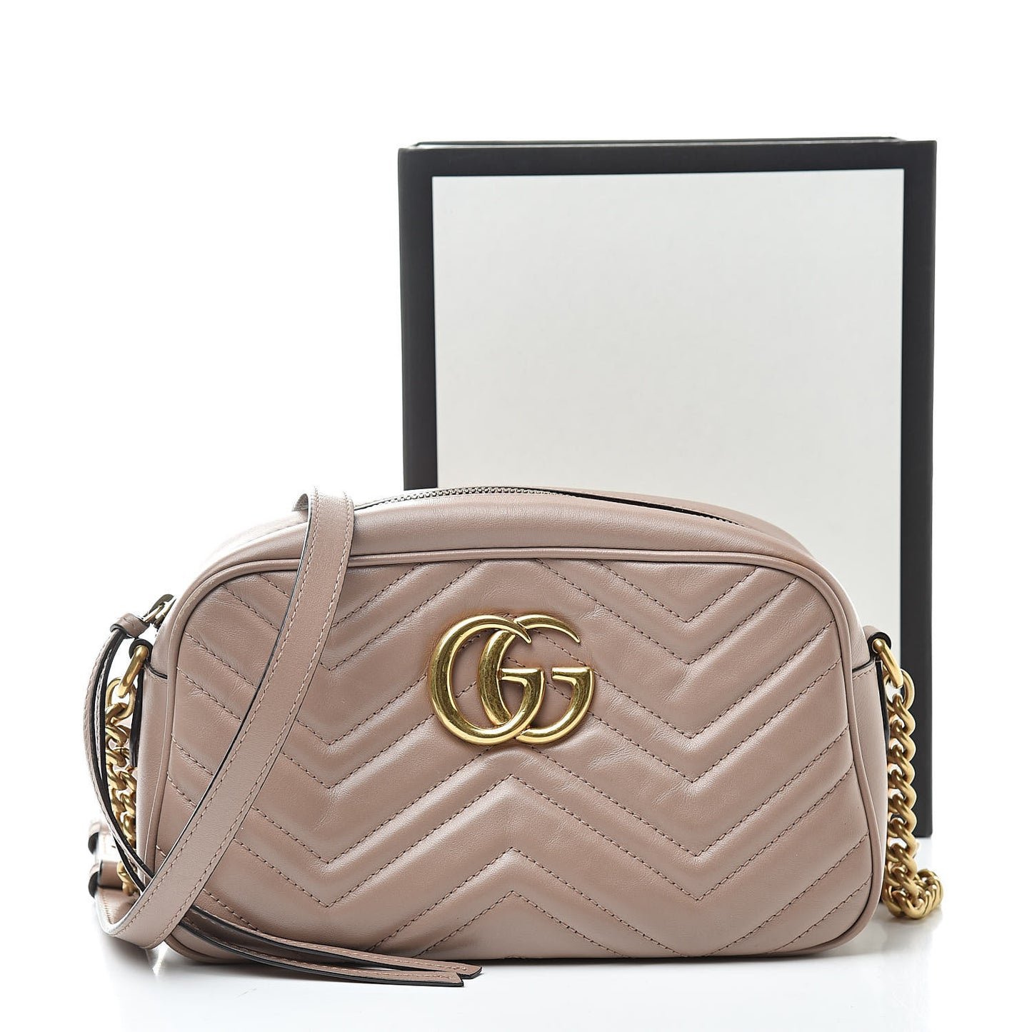 Calfskin Matelasse Small GG Marmont Chain Shoulder Bag Porcelain Rose