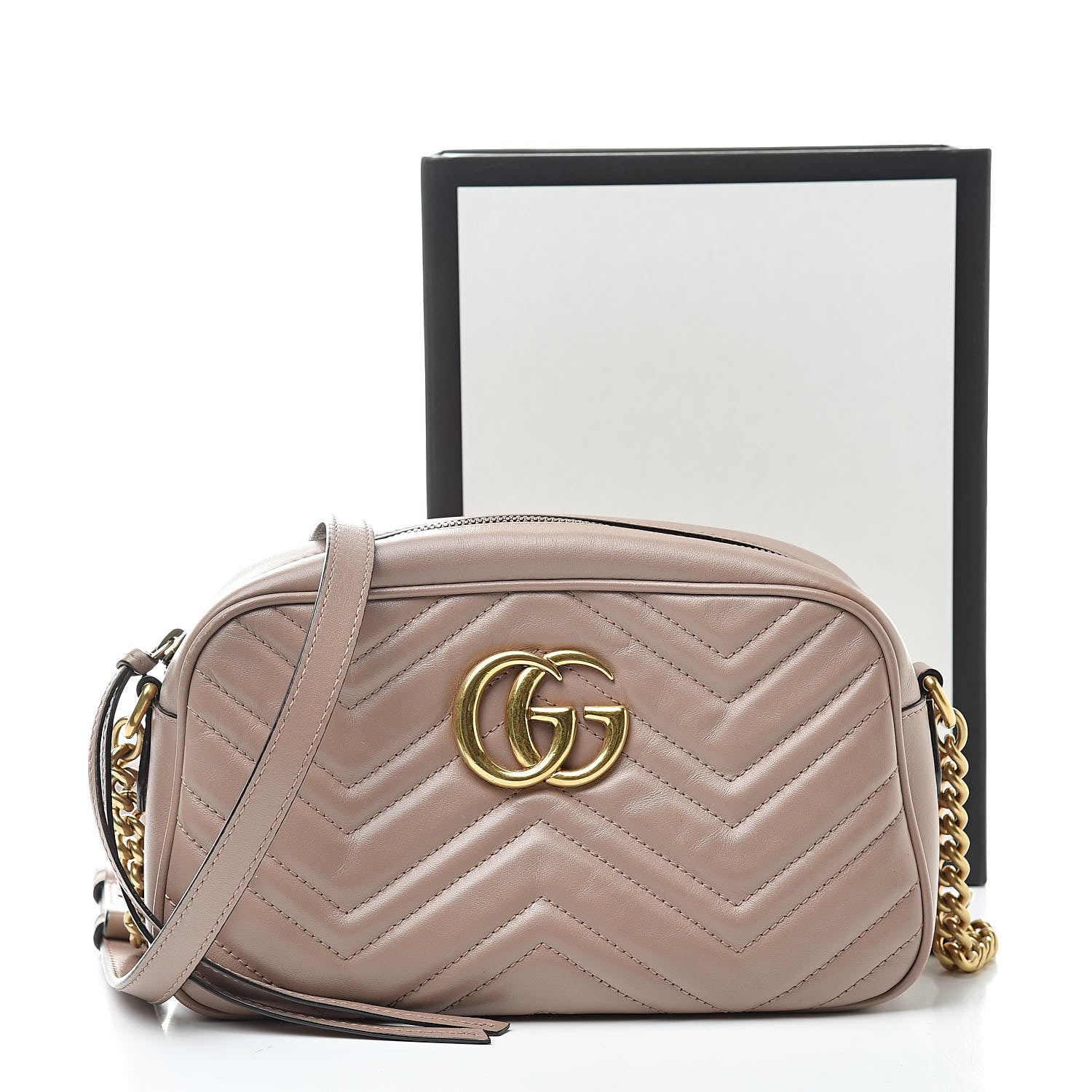 Gucci Calfskin Matelasse Small GG Marmont Chain Shoulder Bag Porcelain Rose 15 of 15
