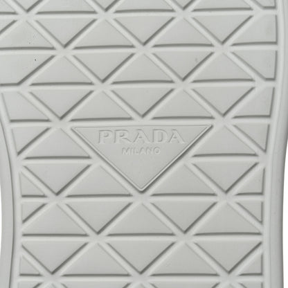 Prada Re-Nylon Spazzolato Rubber Triangle Logo Macro Quilted Mens 35mm Platform Sneakers 8 White 8 of 9