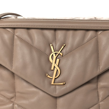 Saint Laurent Lambskin Quilted Medium Loulou Puffer Monogram Chain Satchel Dark Beige 8 of 13