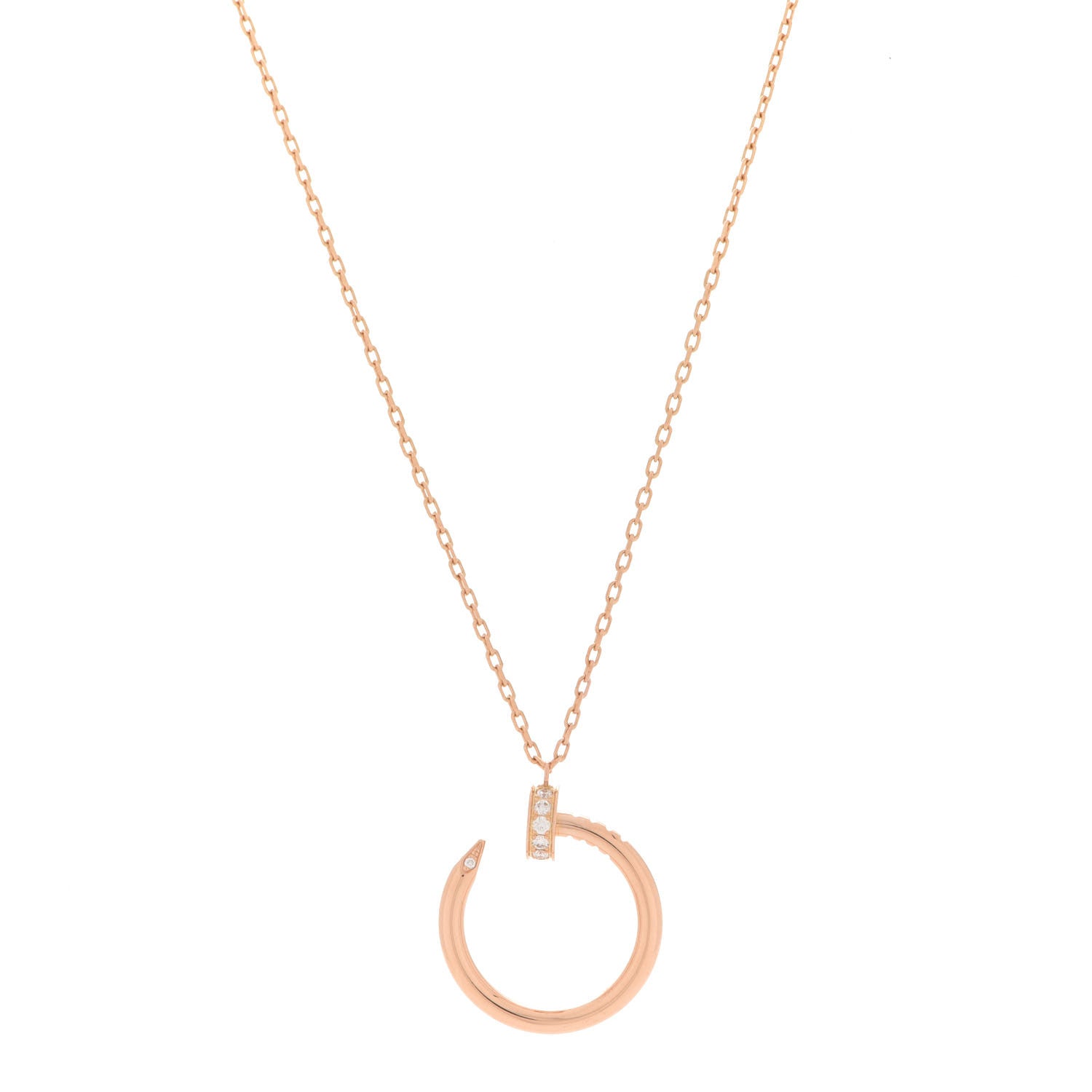 Cartier 18K Pink Gold Diamond Juste Un Clou Pendant Necklace 1 of 6