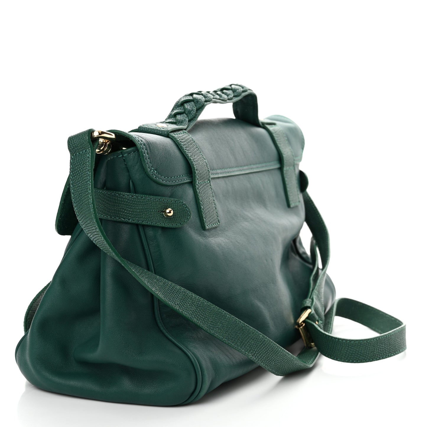 Micrograin Calfskin Lizard Printed Medium Alexa Emerald