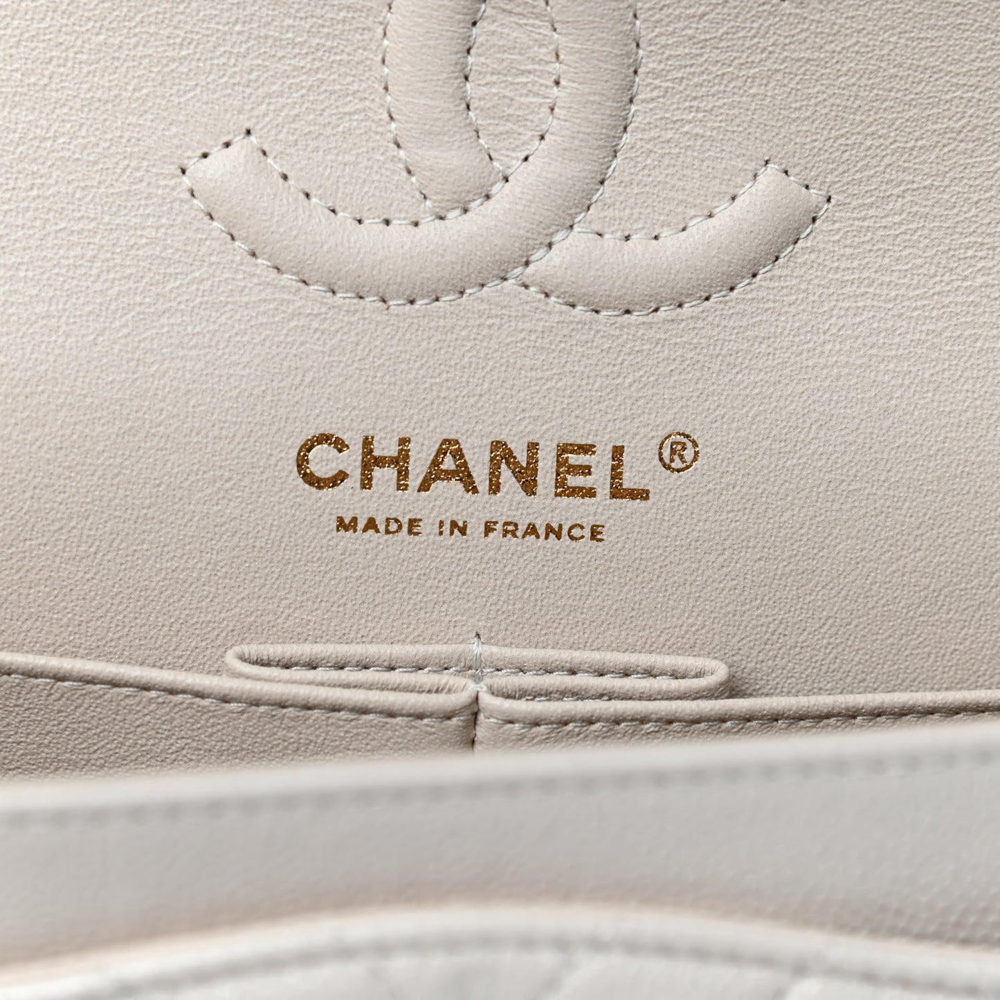 Caviar Chevron Quilted Small Double Flap Beige