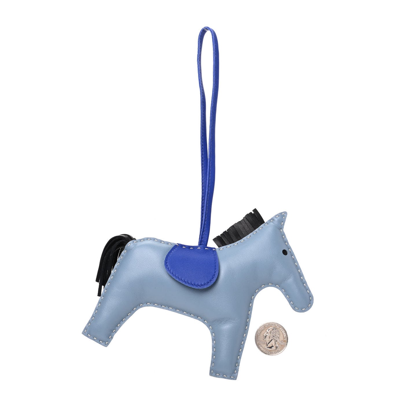 Milo Lambskin Grigri Rodeo Horse Bag Charm GM Bleu Lin Bleu Electrique Black