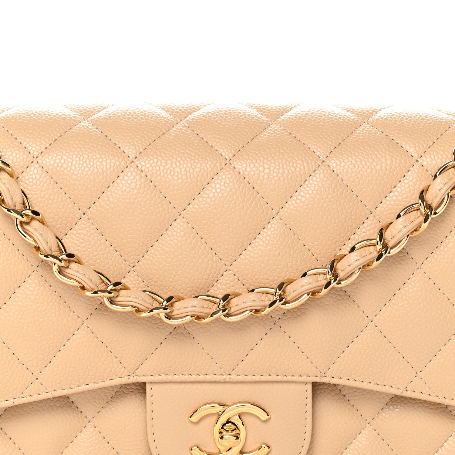 Chanel Caviar Quilted Jumbo Double Flap Light Beige 8 of 11