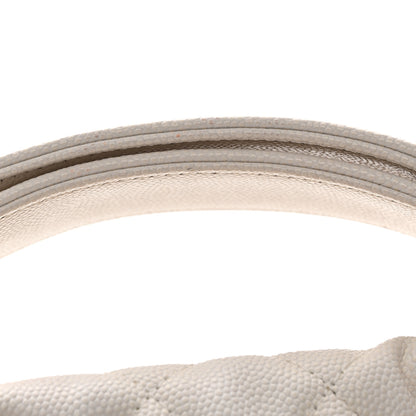 Chanel Shiny Caviar Quilted Bow Pouch Hobo White 11 of 13