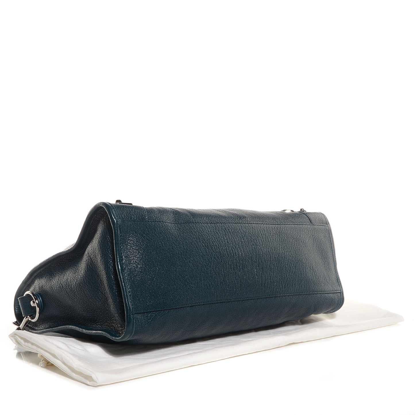 Chevre Silver Metallic Edge Hardware City Bleu Paon
