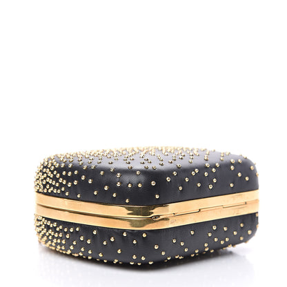 Alexander McQueen Nappa Studded Mini Queen and King Skull Box Chain Clutch Black Gold 4 of 10