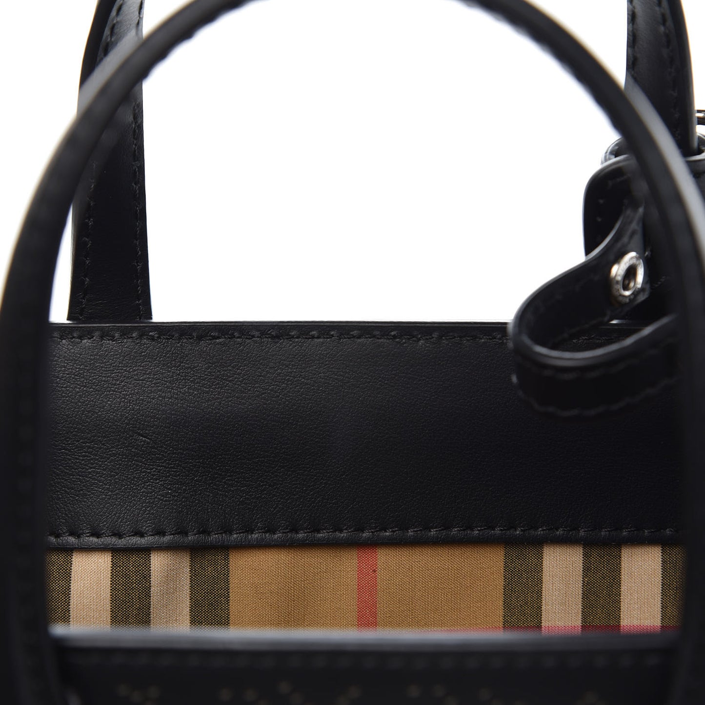 Calfskin Perforated Small Banner Tote Black