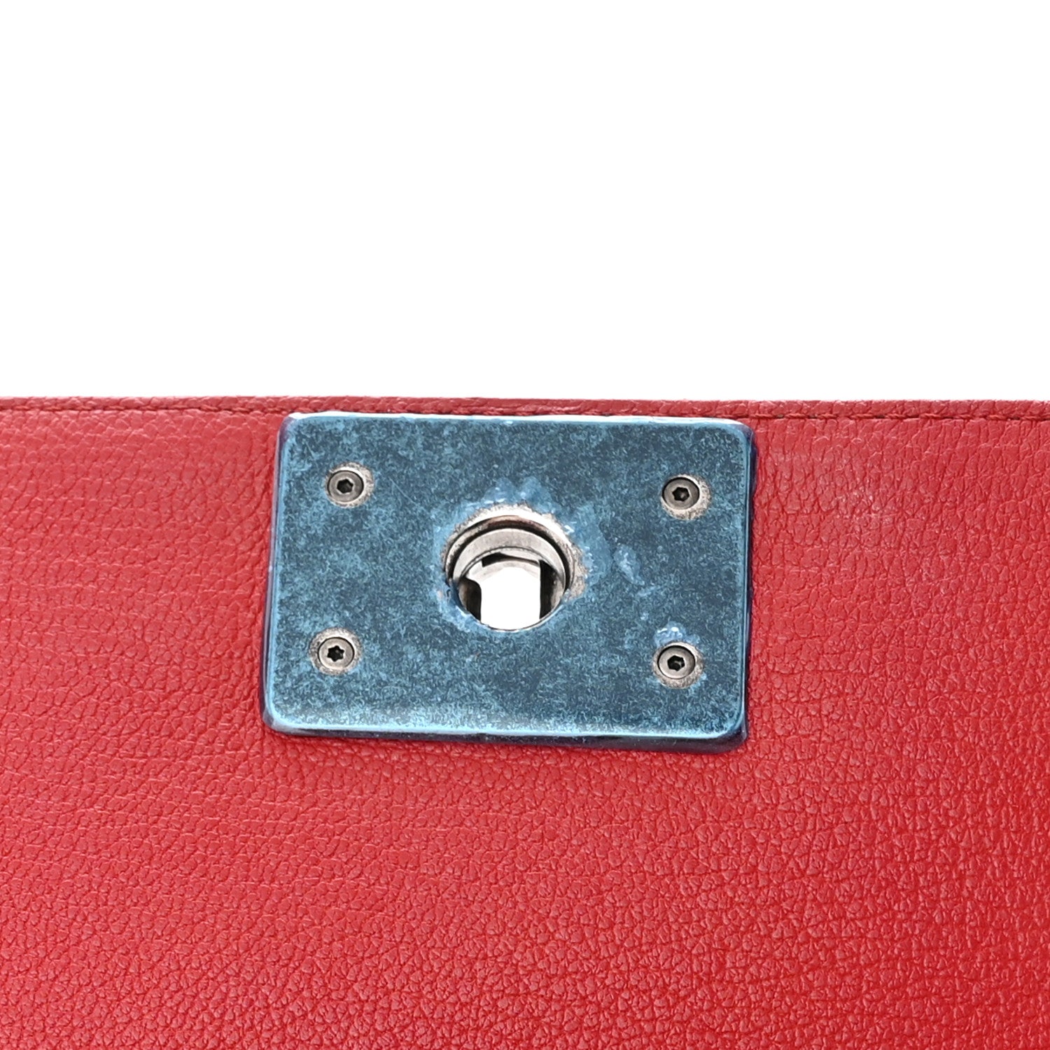 Chanel Goatskin Quilted Patent Medium Duo Boy Flap Red 13 of 14