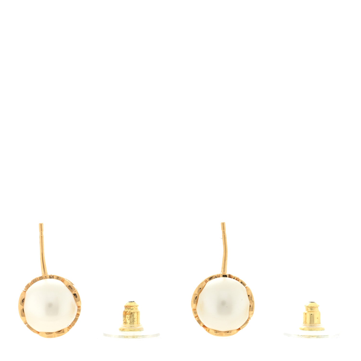 Chanel Pearl Metal CC Logo Round Earrings White Gold 3 of 3