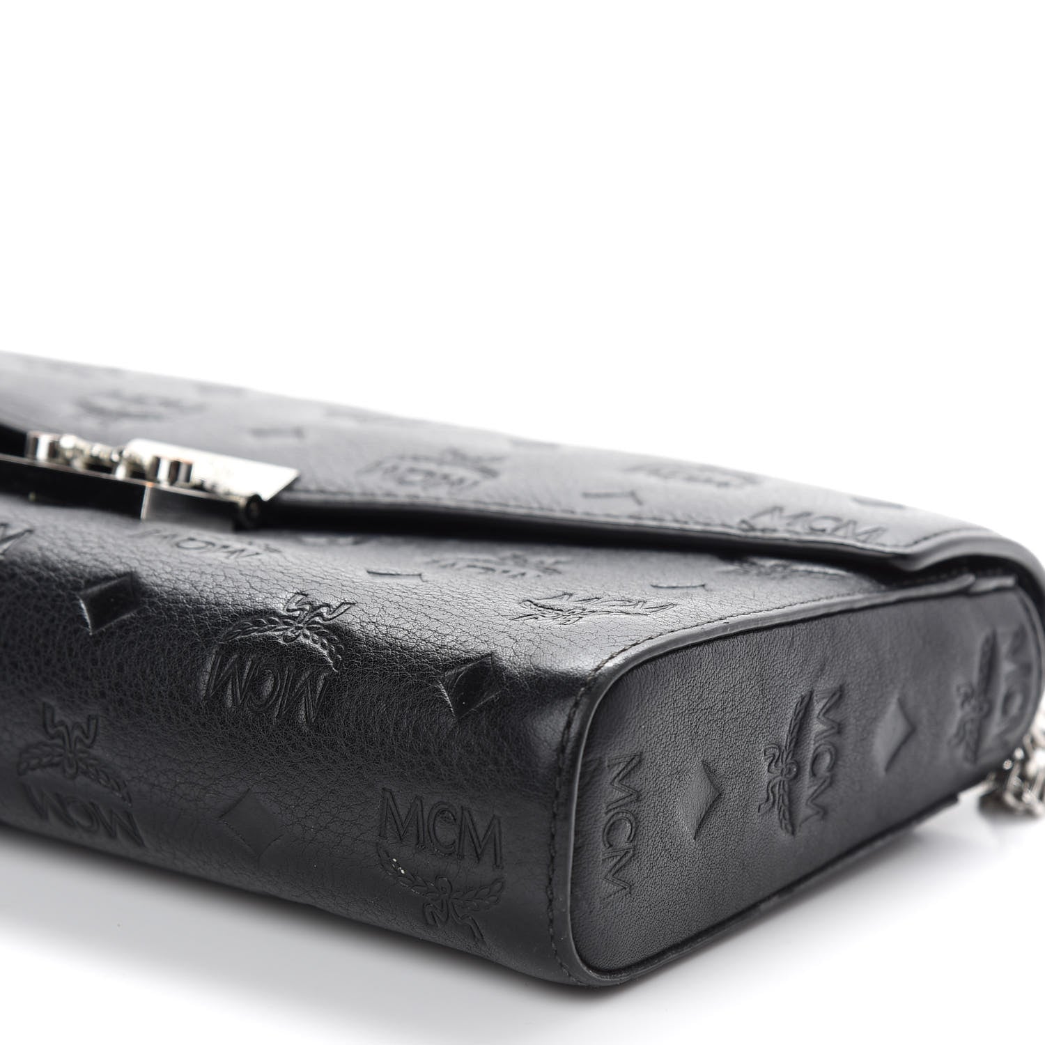 MCM Calfskin Ottomar Monogram Medium Millie Crossbody Bag Black 8 of 8