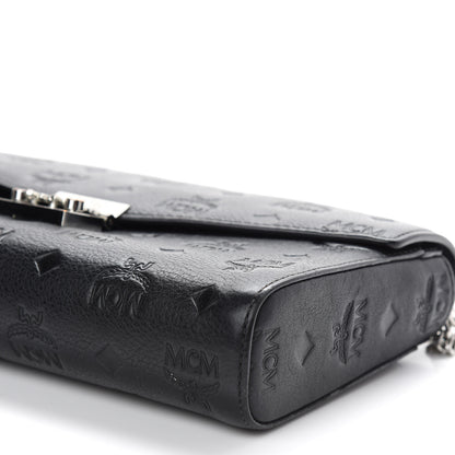 MCM Calfskin Ottomar Monogram Medium Millie Crossbody Bag Black 8 of 8
