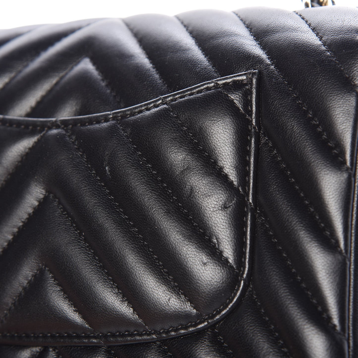Lambskin Chevron Quilted Mini Rectangular Flap Black