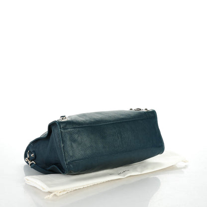 Balenciaga Chevre Silver Metallic Edge Hardware City Bleu Paon 4 of 7