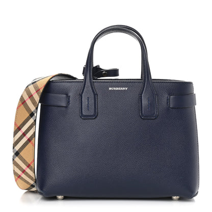 Burberry Derby Calfskin House Check Small Banner Tote Regency Blue 1 of 9