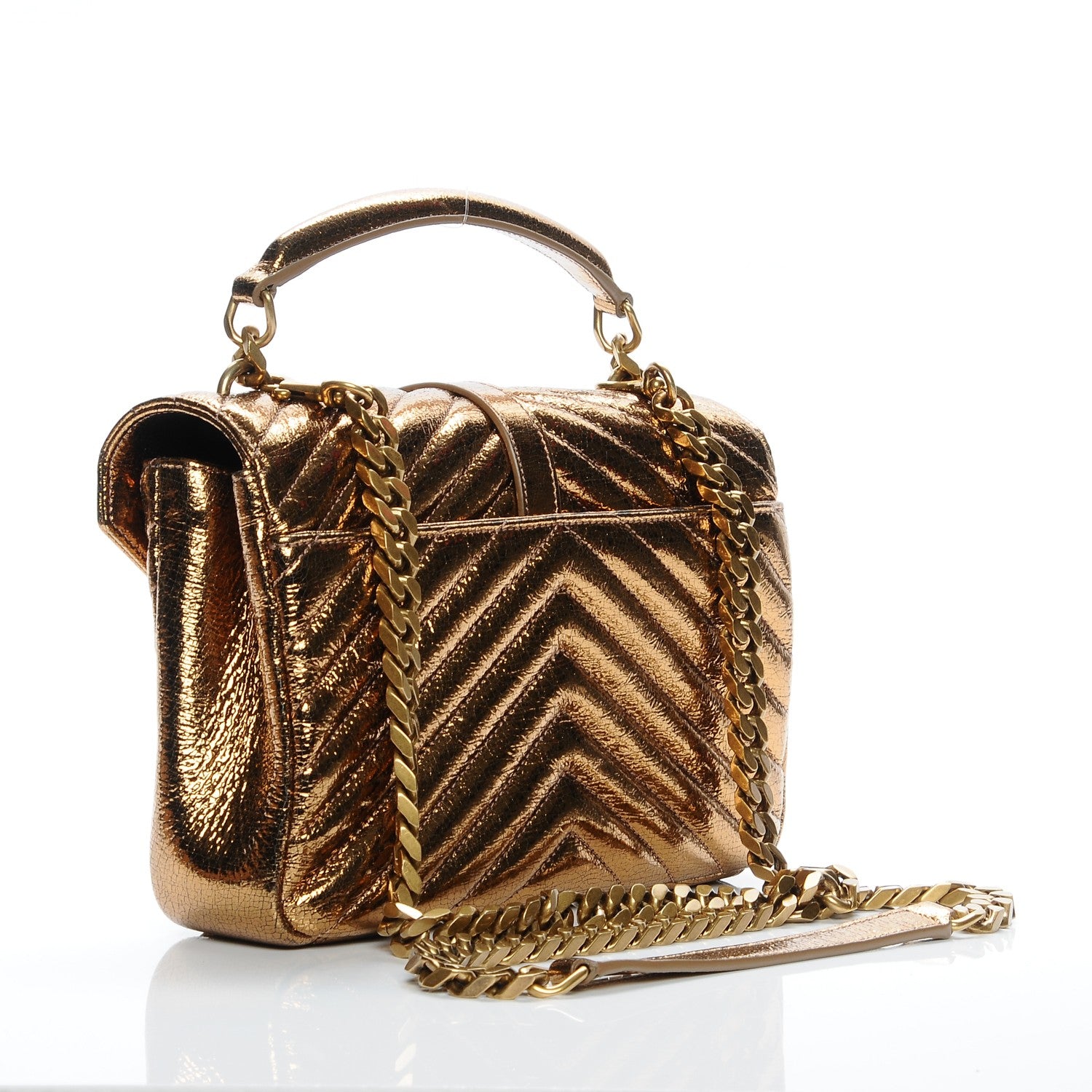 Saint Laurent Metallic Cracked Matelasse Monogram Medium College Bag Bronze 3 of 6