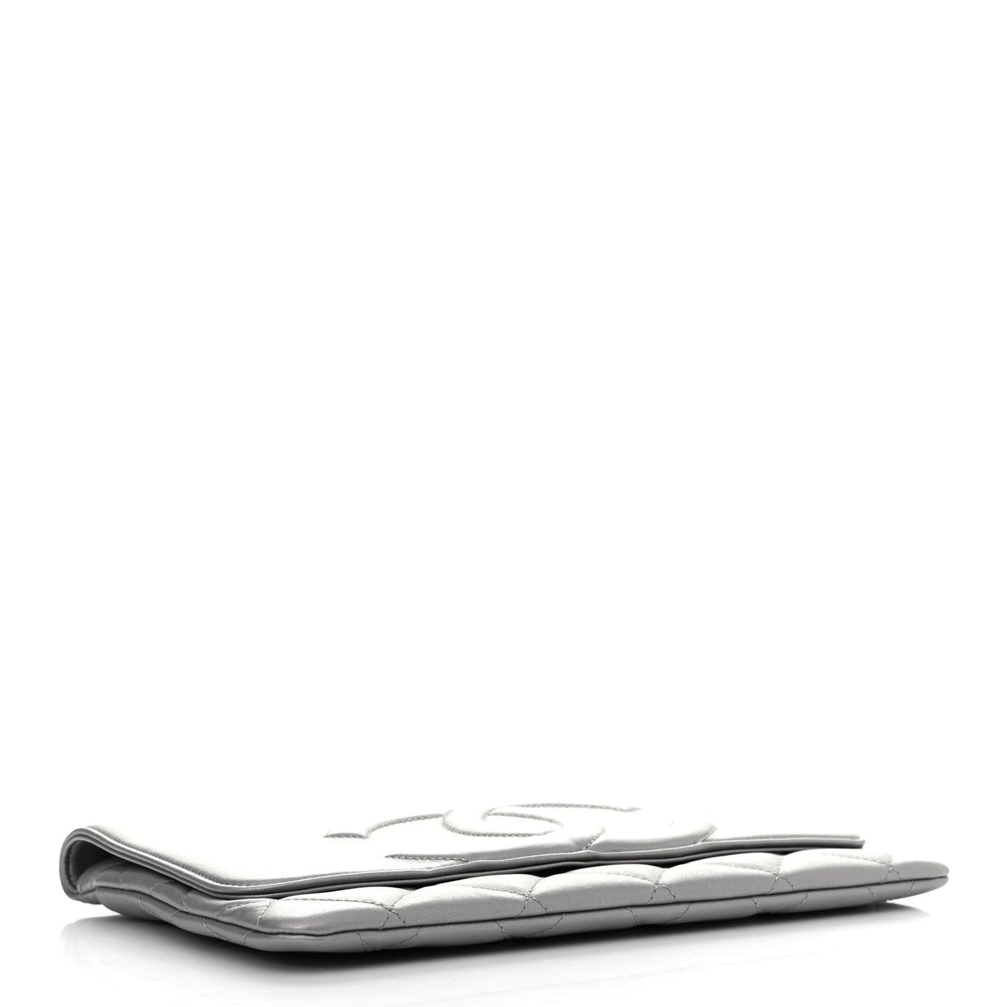 Metallic Goatskin Quilted Timeless CC Clutch Silver