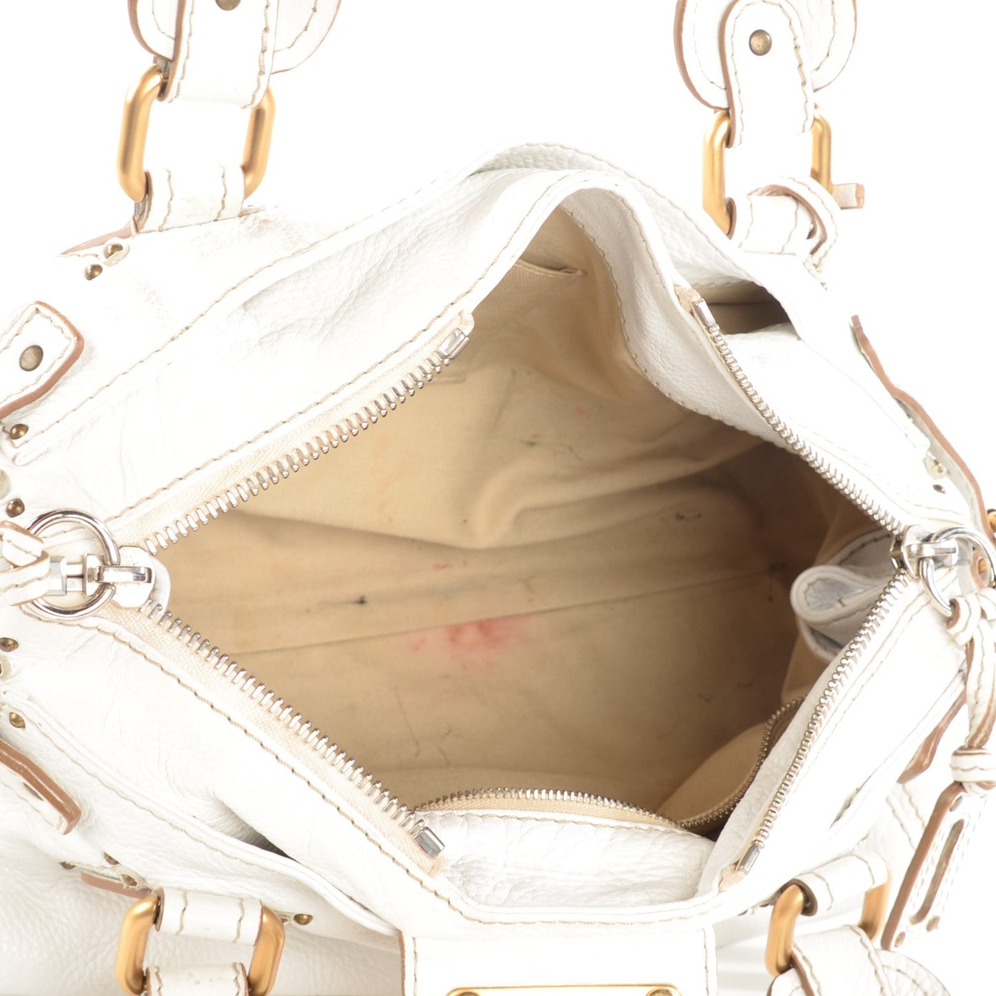 Calfskin Medium Paddington Satchel White
