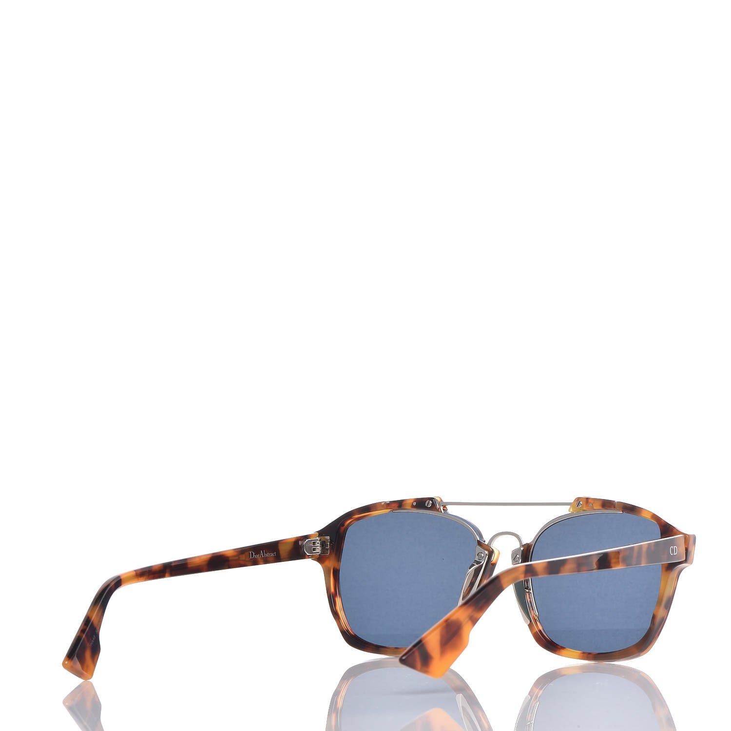 Christian Dior Abstract Square Mirrored Sunglasses Spotted Havana Blue 4 of 7