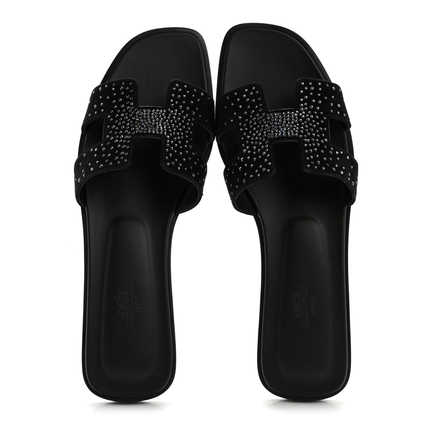 Suede Crystal Embellished Oran Sandals 40 Black
